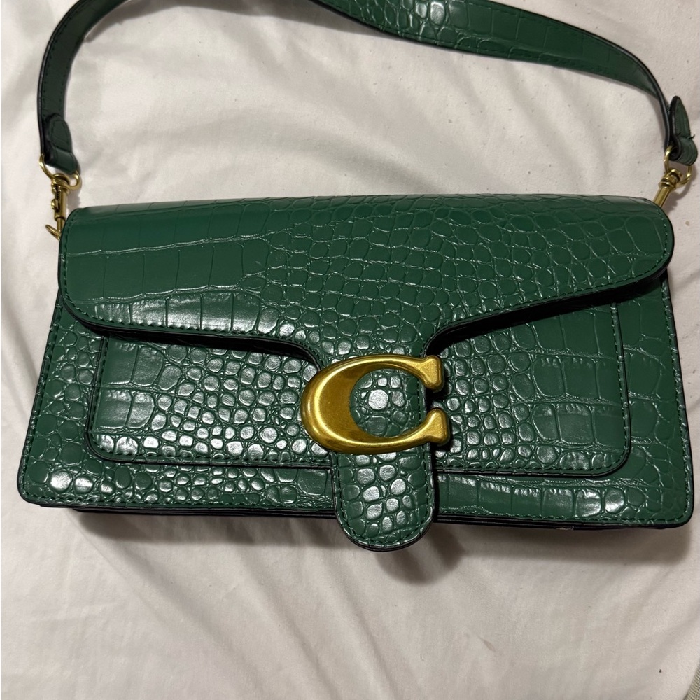 Coach Green Croc-Embossed Leather Bag